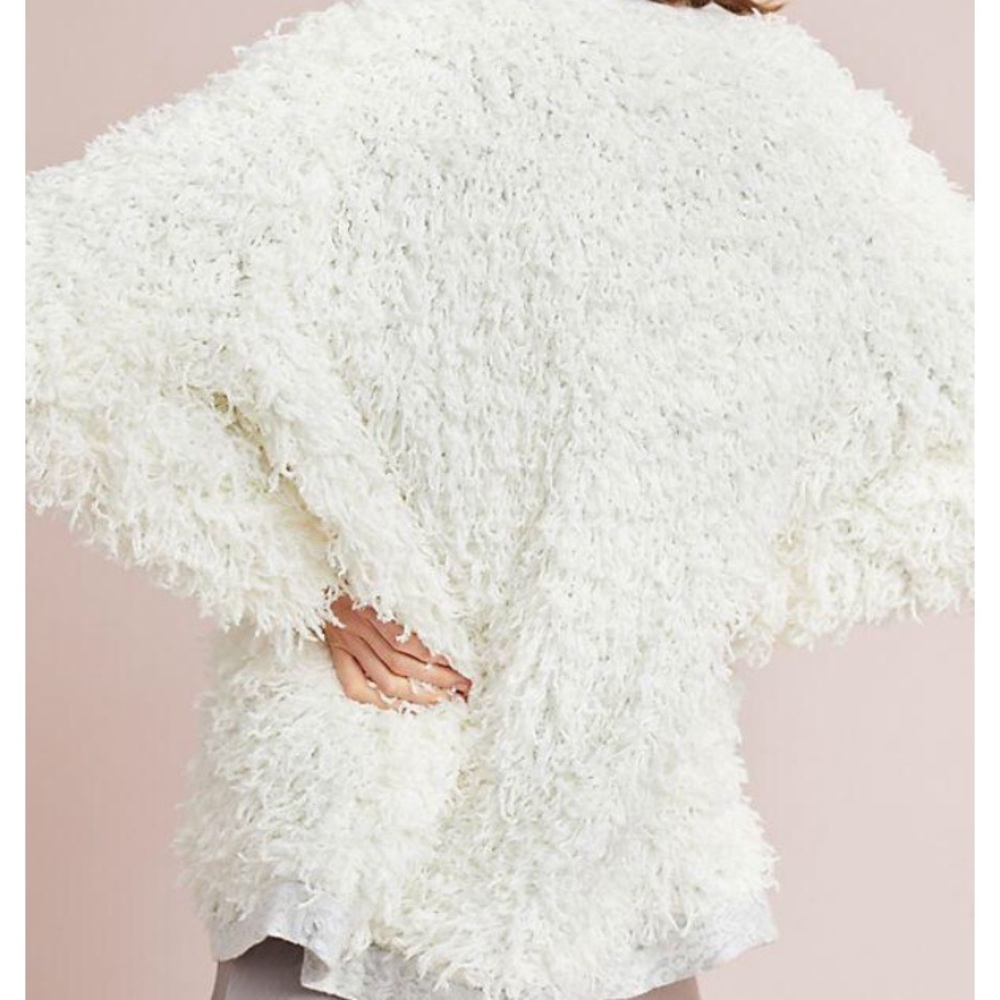 anthropologie shaggy, lace, sparkly jacket